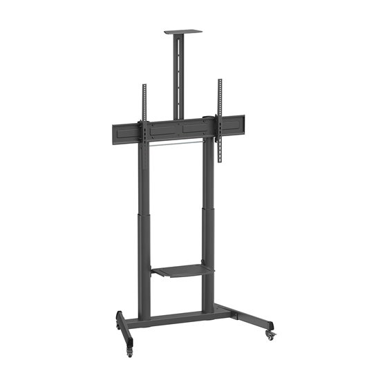 Soporte De Suelo Eco Con Ruedas Y Manivela, Bandeja Para DVD Y Soporte De Camara Para Monitor/TV 120kg De 60"-100", Negro