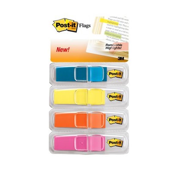 Highlighting Flags, Bright Colors, 1/2 in Wide, 35/Disp, 4 Disp/Pack bandera adhesiva 35 hojas