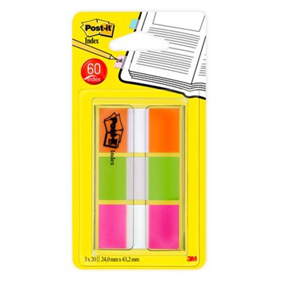 Flags, Orange, Lime, Pink .94 in wide, 60/On-the-Go Dispenser, 1 Dispenser/Pack bandera adhesiva 60 hojas