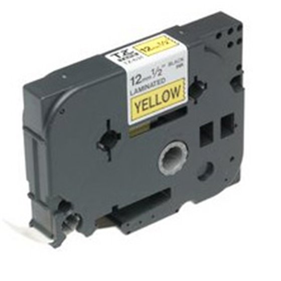 Gloss Laminated Labelling Tape - 12mm, Black/Yellow cinta para impresora de etiquetas TZ