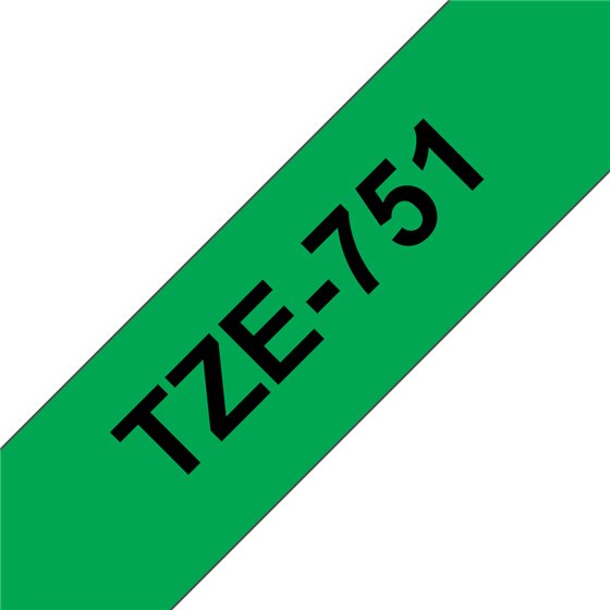 TZE-751 cinta para impresora de etiquetas Negro sobre verde