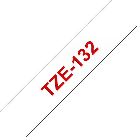 TZE-132 cinta para impresora de etiquetas Rojo sobre transparencia