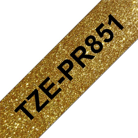 TZE-PR851 cinta para impresora de etiquetas Negro en el oro