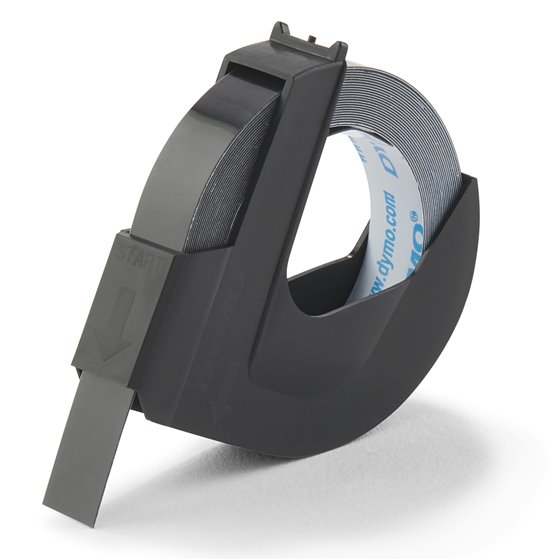 auténtica etiquetas de estampación 3D | 9 mm x 3 m | Negro | Autoadhesivas | para las etiquetadoras de estampado | 1 rollo | Fab
