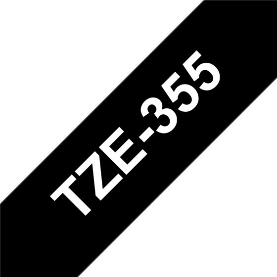 TZE-355 cinta para impresora de etiquetas Blanco sobre negro