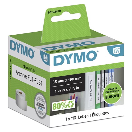 LabelWriter Etiquetas pequeñas multiuso/LAF auténticas de | 38 mm x 190 mm | Rollo de 110 etiquetas fáciles de despegar | Autoad