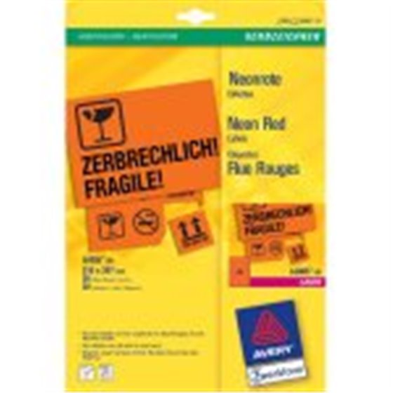 Labels Neon Red 210 x 297mm (20)