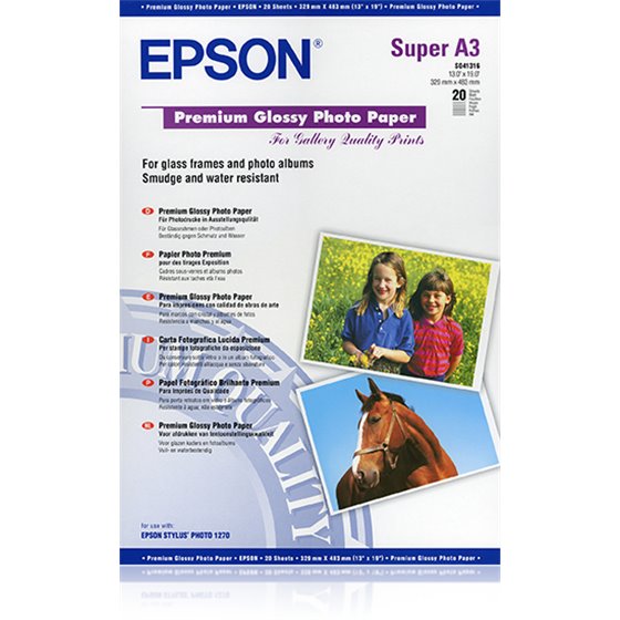 Premium Glossy Photo Paper, DIN A3+, 250 g/m², 20 hojas