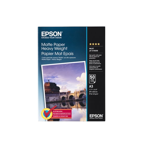 Matte Paper Heavy Weight, DIN A3, 167 g/m², 50 hojas