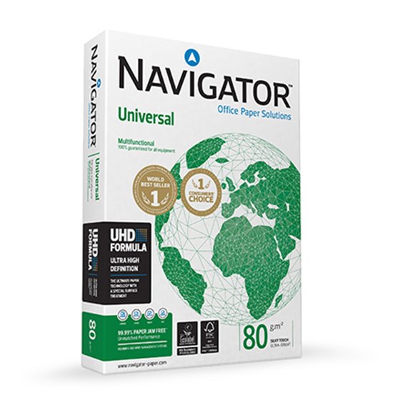 Universal papel para impresora de inyección de tinta A4 (210x297 mm) 500 hojas Blanco NAV080 Pack 5 Unid.