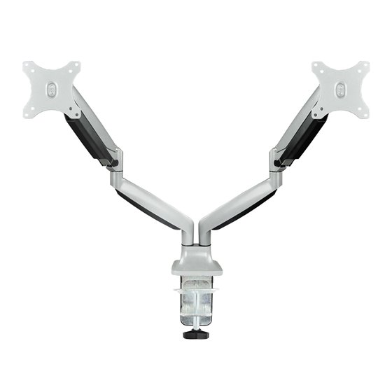 Soporte de Mesa Giratorio e Inclinable para 2 Pantallas (Monitor / TV Plasma / LCD / LED) 13” – 32”, de Dos Brazos, Plata