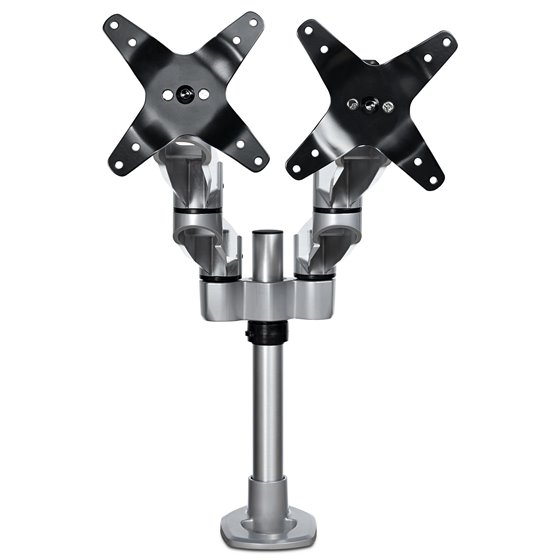 Brazo Articulado Prémium para Dos Monitores de hasta 27" (8Kg) - Soporte VESA de Altura Ajustable - Montaje Mordaza/Ojal en Escr