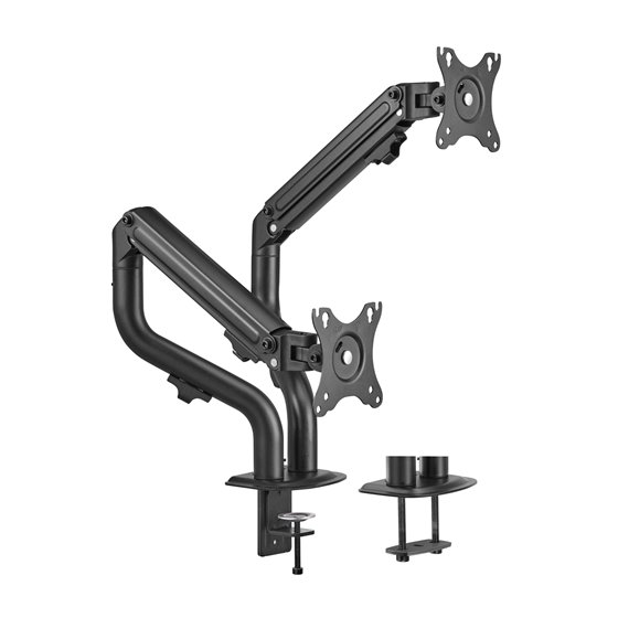 Soporte de Mesa ECO Contrapeso Giratorio e Inclinable para Monitor/TV 8Kg (3 Pivotes, 2 Brazos) de 17-32, Negro