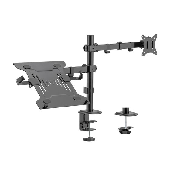 Soporte de Mesa Giratorio e Inclinable para Portatil y Monitor/TV 9Kg de 17-32, Negro