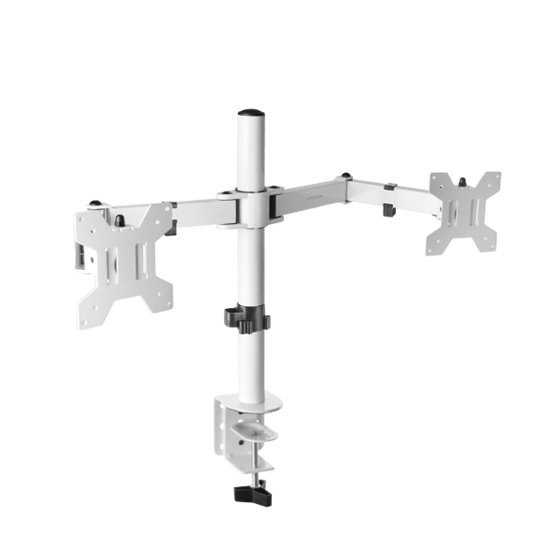 MARM2 Blanco, Soporte de Monitor Dual de Brazo para Pantallas Hasta 27”, Articulado y Regulable en Altura, Estructura Robusta, C
