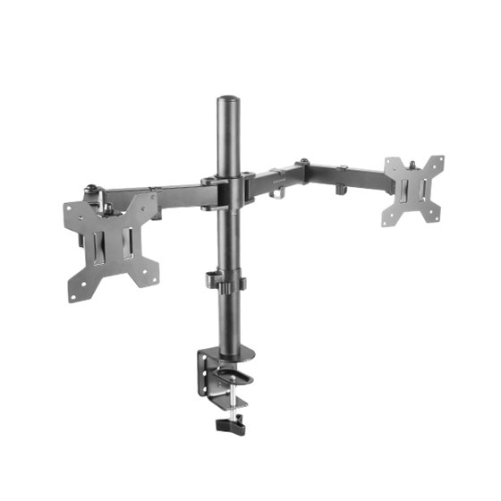 MARM2 Negro, Soporte de Monitor Dual de Brazo para Pantallas Hasta 27”, Articulado y Regulable en Altura, Estructura Robusta, Co