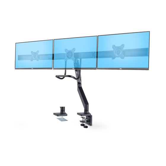 Soporte VESA de Sobremesa para Tres Monitores de 27 Pulgadas - 75x75/100x100 - Brazo de Soporte para 3 Monitores - Grommet o Mor