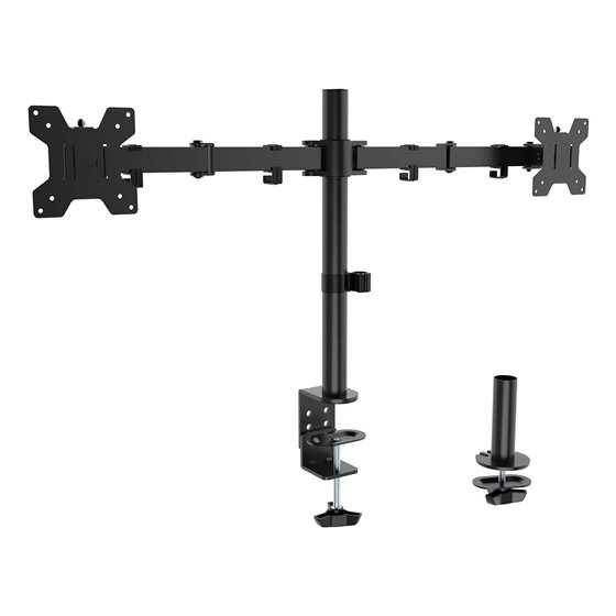Soporte de mesa eco giratorio e inclinable para monitor/TV 10kg (3 Pivotes, 2 Brazos) de 17-32, Negro
