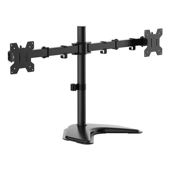 Soporte de mesa con peana eco giratorio e inclinable para monitor/TV 10kg (3 Pivotes, 2 Brazos) de 17-32, Negro