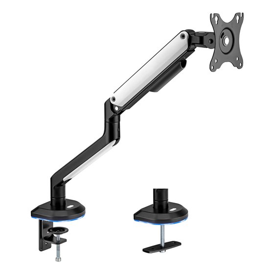 Soporte De Mesa RGB Gaming Contrapeso Giratorio E Inclinable Para Monitor/TV 9kg (3 Pivotes, 1 Brazo) De 17-32, Negro-Blanco