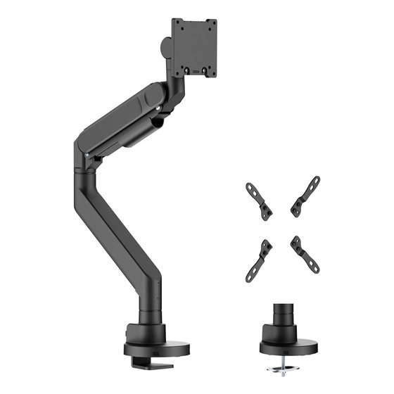 Soporte de mesa pro contrapeso giratorio e inclinable para monitor/TV 27kg (3 pivotes, 1 brazo) de 24-57, Negro