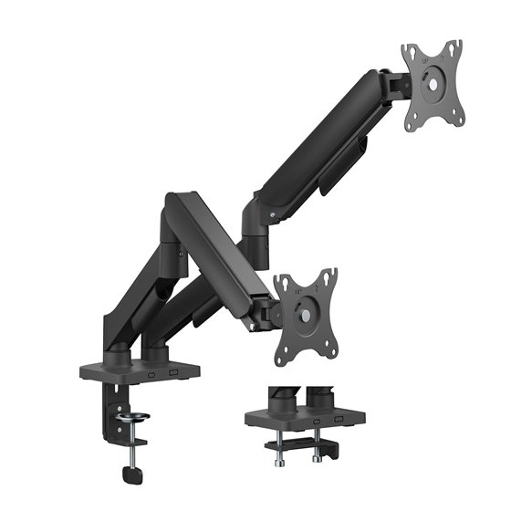 Soporte de Mesa Eco Contrapeso Giratorio e Inclinable para Monitor/TV 9KG (3 Pivotes, 2 Brazos) de 17"-32", Negro