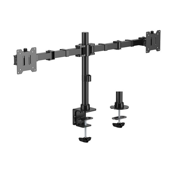 Soporte de Mesa Eco Giratorio e Inclinable para Monitor/TV 20kg (3 Pivotes, 2 Brazos) de 17"-35", Negro