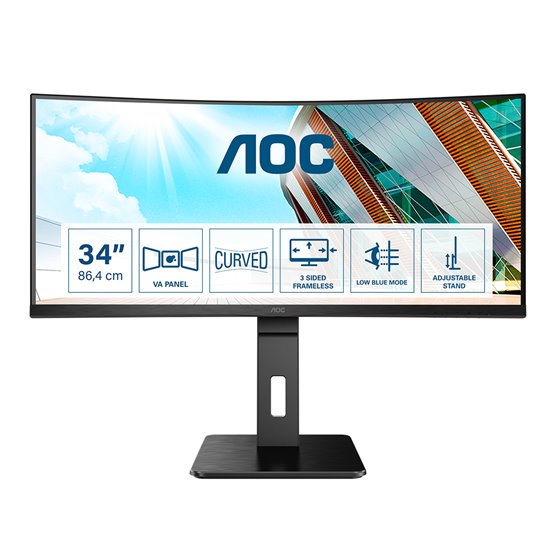 P2 CU34P2A pantalla para PC 86,4 cm (34") 3440 x 1440 Pixeles Quad HD LED Negro