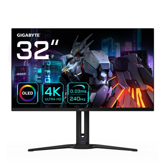 AORUS Monitor de juegos OLED FO32U2 de 32” - 3840 x 2160 (UHD), 240Hz, 0.03ms, KVM, 250 cd/m², FreeSync Premium Pro, DisplayHDR 