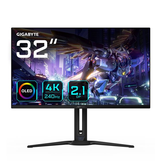 AORUS Monitor de juegos OLED FO32U2P de 32” - 3840 x 2160 (UHD), 240Hz, 0.03ms, 250 cd/m², KVM, FreeSync Premium Pro, DisplayHDR