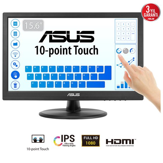 Touch VT169HE pantalla para PC 39,6 cm (15.6") 1920 x 1080 Pixeles Full HD LED Pantalla táctil Mesa Negro