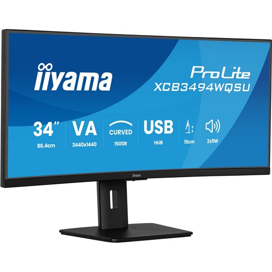 ProLite XCB3494WQSU-B1 pantalla para PC 86,4 cm (34") 3440 x 1440 Pixeles UltraWide Quad HD LED Negro