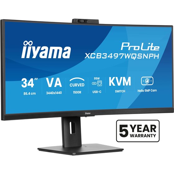 ProLite XCB3497WQSNPH-B1 pantalla para PC 86,4 cm (34") 3440 x 1440 Pixeles UltraWide Quad HD LED Negro