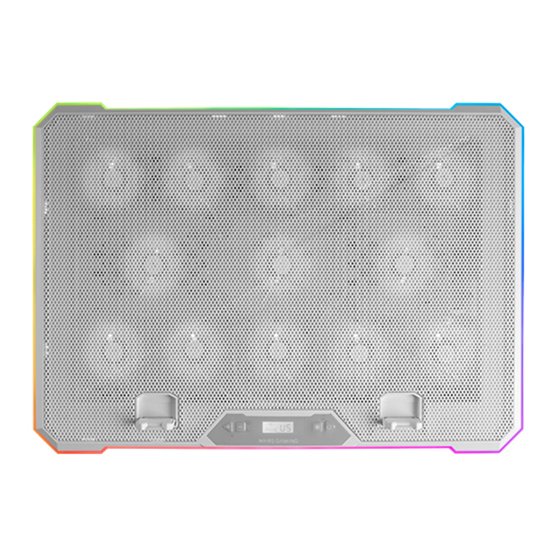 MNBC13, Base Refrigeradora y Stand para Portátiles Hasta 17”, Iluminación ARGB 10 Modos, 13x Ventiladores con LED Blanco, Regula