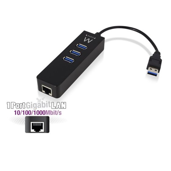 EW1140 base para portátil y replicador de puertos USB 3.2 Gen 1 (3.1 Gen 1) Type-A Negro