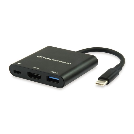 DONN01B base para portátil y replicador de puertos USB 3.2 Gen 1 (3.1 Gen 1) Type-C Negro