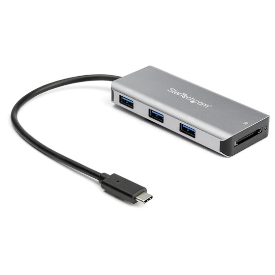 Hub Ladrón USB-C de 3 Puertos 10Gbps y Lector de Tarjetas de Memoria Flash SD - con 3 Puertos USB-A y 1 Ranura SD - Adaptador Hu