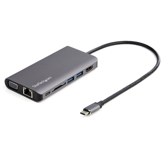 Adaptador Multipuertos USB-C - Mini Docking Station para Viajes con HDMI de 4K o VGA de 1080p - con Hub Ladrón USB 3.0 - PD de 1