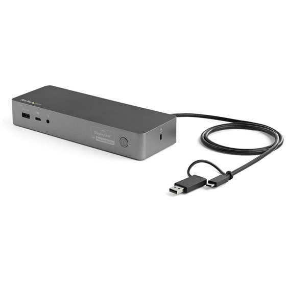 Docking Station Universal para Portátil - Replicador de Puertos Híbrido USB-C/-A - 2x HDMI y DP 4K - PD 100W - Mac / Windows / C