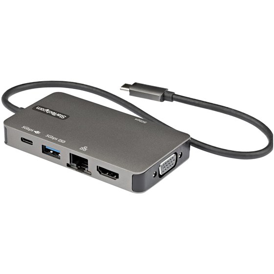 Adaptador Multipuertos USB-C - Docking Station USB Tipo C a HDMI 4K30 o VGA 1080p - Replicador de Puertos USBC PD de 100W - Hub 