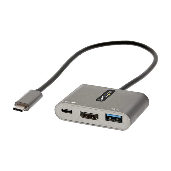 Adaptador Multipuertos USB C, USB Tipo C a HDMI, Vídeo de 4K, PD de 100W, Pass Through, Hub Ladrón USB 3.0 1x USBC 1x USBA, Mini