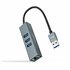 Conversor USB 3.0 a Ethernet Gigabit + 3XUSB 3.0, Aluminio, Gris, 15 cm