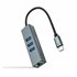 Conversor USB-C a Ethernet Gigabit + 3XUSB 3.0, Aluminio, Gris, 15 cm