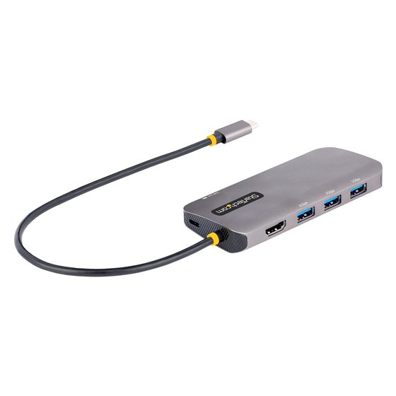 Adaptador Multipuertos USB C, de Vídeo HDMI de 4K y 60Hz, Hub USB-A 3.2 de 3 Puertos de 5Gbps, Entrega de Alimentación PD de 100
