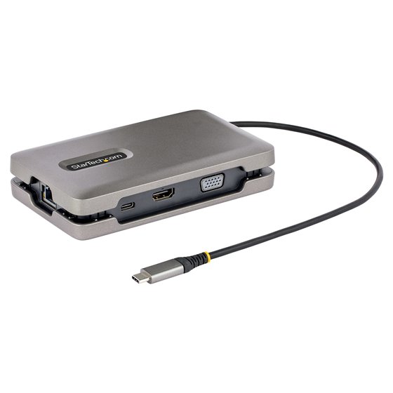 Adaptador Multipuertos USB-C - Vídeo USB Tipo C con Modo Alt de DP - HDMI 2.0 4K -VGA - Docking Station USB-C para 2 Monitores -