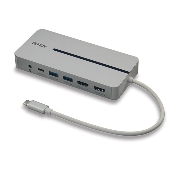 43360 base para portátil y replicador de puertos Alámbrico USB 3.2 Gen 1 (3.1 Gen 1) Type-C Plata, Blanco