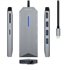 USB-C dock 8 en 1, USB-C a 1xHDMI, 1xRJ45, 3xUSB, 1xPD, 1xSD, 1xMicroSD, Gris, 15 cm