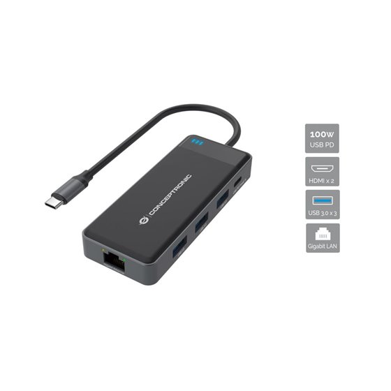 DONN14G base para portátil y replicador de puertos Alámbrico USB 3.2 Gen 1 (3.1 Gen 1) Type-C Gris