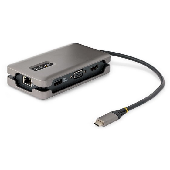 Adaptador Multipuertos USB-C - HDMI 4K a 60Hz VGA - Hub Ladrón USB de 3 Puertos - Power Delivery de Paso de 100W - GbE - Docking
