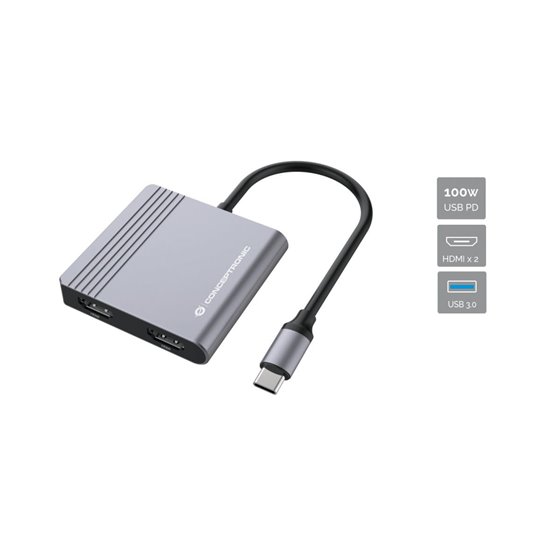 DONN13G base para portátil y replicador de puertos Alámbrico USB 3.2 Gen 1 (3.1 Gen 1) Type-C Gris